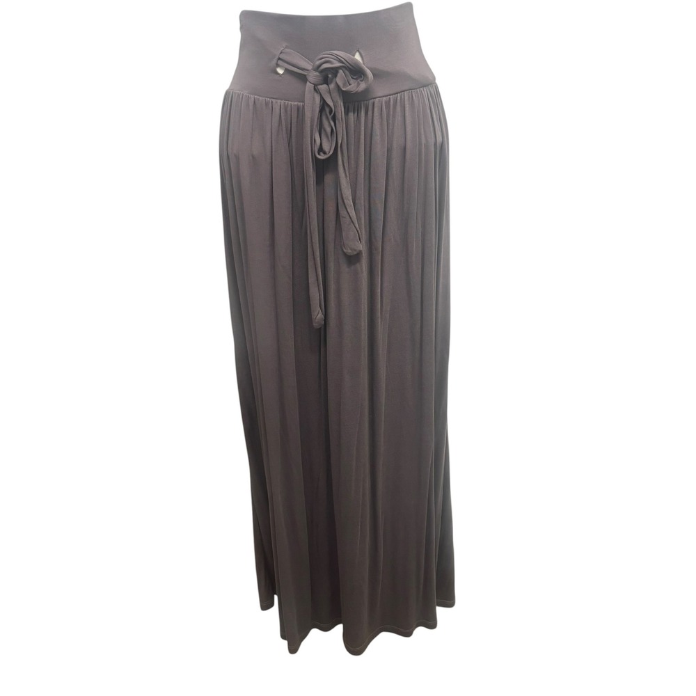 Kische Cendre Gray Lav Rayon Maxi Skirtโ High Waist Tie Front Womens Size M NEW